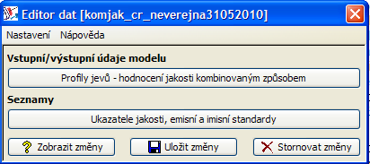 Vyhodnocení plnění imisních standardů v kontrolních profilech Po naplnění/úpravě dat lze pokračovat samotným výpočtem hodnocení plnění imisních standardů kombinovaným