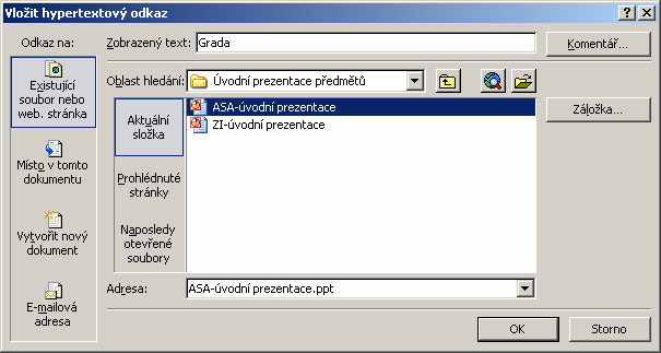 MS Office 2003 3.6 Hypertextové odkazy a tlačítka akcí Podobně jako do Wordu a jiných aplikací lze i na snímky PowerPointu vkládat hypertextové odkazy k obrázkům nebo vybraným částem textu.