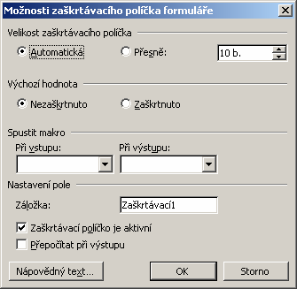 MS Office 2003 1.10 Tvorba formulářů Formulář je dokument, který obsahuje tzv. formulářová pole, tj. místa připravená k vyplnění, zadání informací, výběru položek z připraveného seznamu apod.