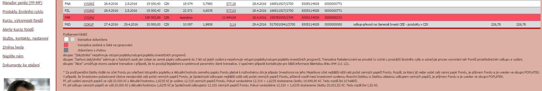 Přehlednost majetkového účtu byla zvýšena zařazením řádku Přestupy ve fázi realizace a to jak do Souhrnného přehledu, tak do Přehledu přímých investic a programů pravidelného investování.