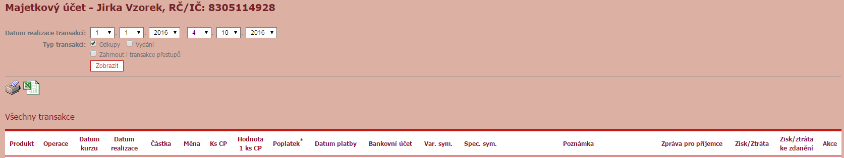 Odkazem Žádost o odkup, který je přípustný pouze přes službu Moje Investice Online Plus, si můžete požádat o odkup Cenných papírů konkrétního produktu. Zadání odkupu je jednoduché.