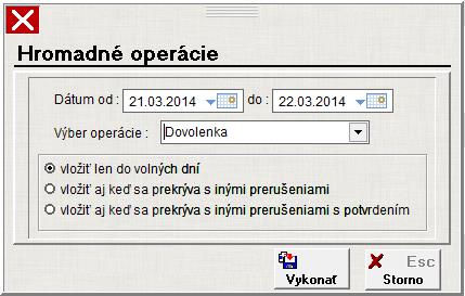 dovolených, PN... které jsou na více dnů. Denní přehled docházky Příklad odpracované doby s přerušením.