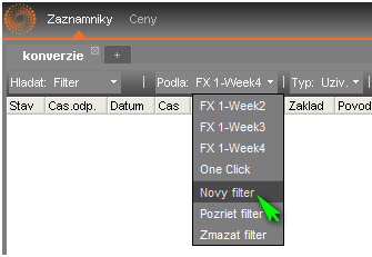 7. Prehľad zadaných obchodov Pre vytvorenie prehľadu zadaných FX obchodov treba v záložke Zaznamniky kliknúť na obdĺžnik so znamienkom +: V dialógovom okne Novy zadať názov nového záznamníka, napr.