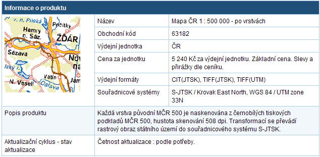 4.6.1 Základní mapa ČR 1 : 500 000 barevná bezešvá Obrázek č. 15 Metadata Základní mapy ČR 1 : 500 000 barevné bezešvé Obrázek č. 16 Metadata Základní mapy ČR 1 : 500 000 po vrstvách 4.