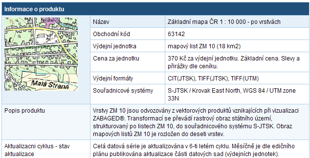 Obrázek č. 7 Metadata Základní mapy ČR 1 : 10 000 barevné bezešvé Obrázek č. 8 Metadata Základní mapy ČR 1 : 10 000 po vrstvách 4.