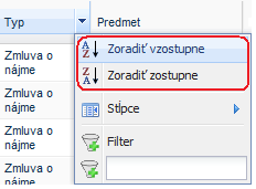 Nástroj Stĺpce zobrazí výber všetkých dostupných stĺpcov v danej tabuľke (bloku), ktoré je možné zobraziť resp. skryť zaškrtnutím resp. nezaškrtnutím prepínača vedľa názvu stĺpca.