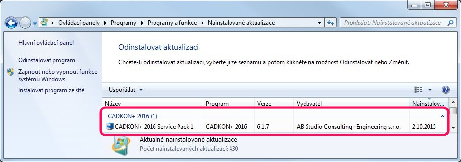 Zpětná kontrola nainstalované verze Service Pack Pokud potřebujete ověřit nainstalovanou verzi Service Pack, postupujte následujícím způsobem: 1.