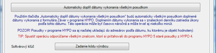 26 MEMO ZNALECKÝ DENNÍK A VYÚČTOVANIE AUTOMATICKY DOPLŇ DÁTUMY VYKONANIA POSUDKOM Tlačidlo Automaticky doplň dátumy vykonania všetkým posudkom využijete vtedy, keď po inštalácii novej verzie program