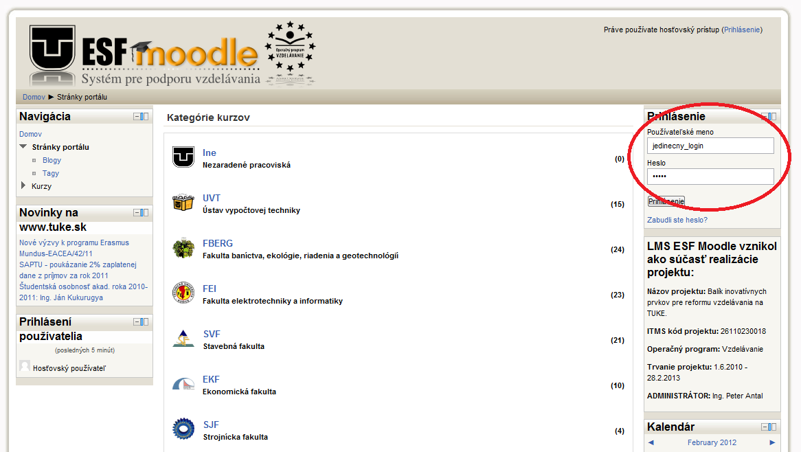 Prístup na portál MOODLE 1. Do prehliadača zadajte: moodle.tuke.sk 2. Na tejto stránke je zoznam dostupných systémov modle na univerzite.