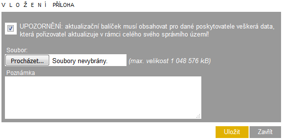 3.5.5 Znovunahrání aktualizačního balíčku oprava balíčku Pokud uživatel nahrává balíček opětovně, opravu balíčku, nelze již použít ikonu pro nový aktualizační balíček.