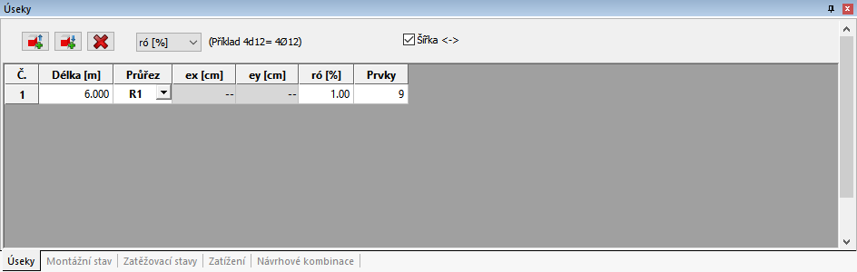 Uživatelské prostředí Grafický panel (oblast D + E) 2.4 Grafický panel (oblast D + E) Poklepáním na úsek sloupu, podporu, nebo např.