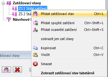 00, pokud se nemá zohledňovat účinek vetknutí trámu, resp. příčle. 3.6 Zatěžovací stavy Označením zatěžovacího stavu se nabízí příslušná záložka v panelu tabulek (oblast F).