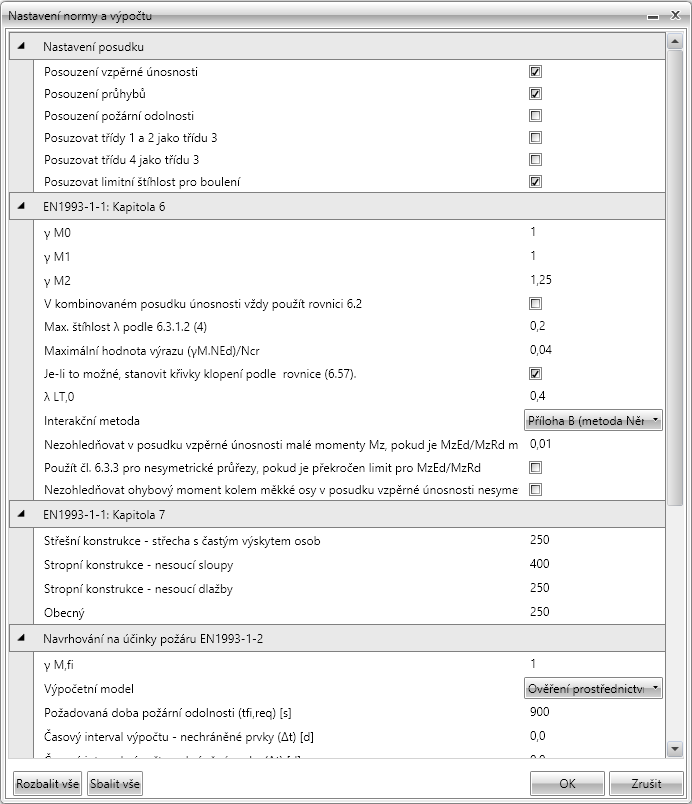 Uživatelská příručka IDEA Designer 132 Jednotlivé volby dialogu Nastavení normy a výpočtu: Skupina Nastavení posudku: Posouzení vzpěrné únosnosti zapnout/vypnout provádění se posouzení vzpěrné