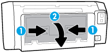 2. Pokud držáku tiskových kazet nic nepřekáží, přesuňte držák tiskových kazet na pravý konec a vyjměte uvíznutý papír oběma rukama. 3.