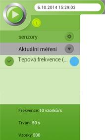 MiLAB začne nahrávat data ze všech vybraných senzorů, dokud nevyprší nastavená doba trvání měření. Klikněte na tlačítko (Uložit) v menu Práce se soubory a uložte si měření.