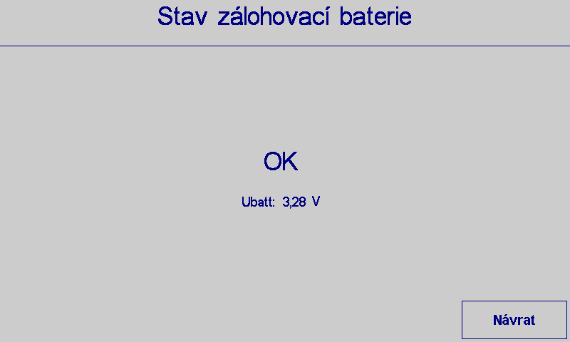 8.4. Kontrola baterie V servisním režimu je možné vyvolat obrazovku Kontrola baterie. Obr.