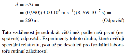 Časový okamžik v laboratorní soustavě: