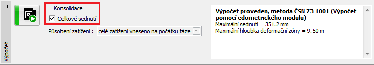 V rámu Výpočet zadáme čas trvání 2. fáze (30 dní) odpovídající budování vlastního tělesa násypu.