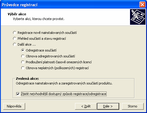 Další akce - Obnova odregistrovaných součástí V případě, kdy licenci odregistrujete, a následně je zapotřebí provést její opětovnou registraci, je možné s výhodou využít obnovy odregistrovaných