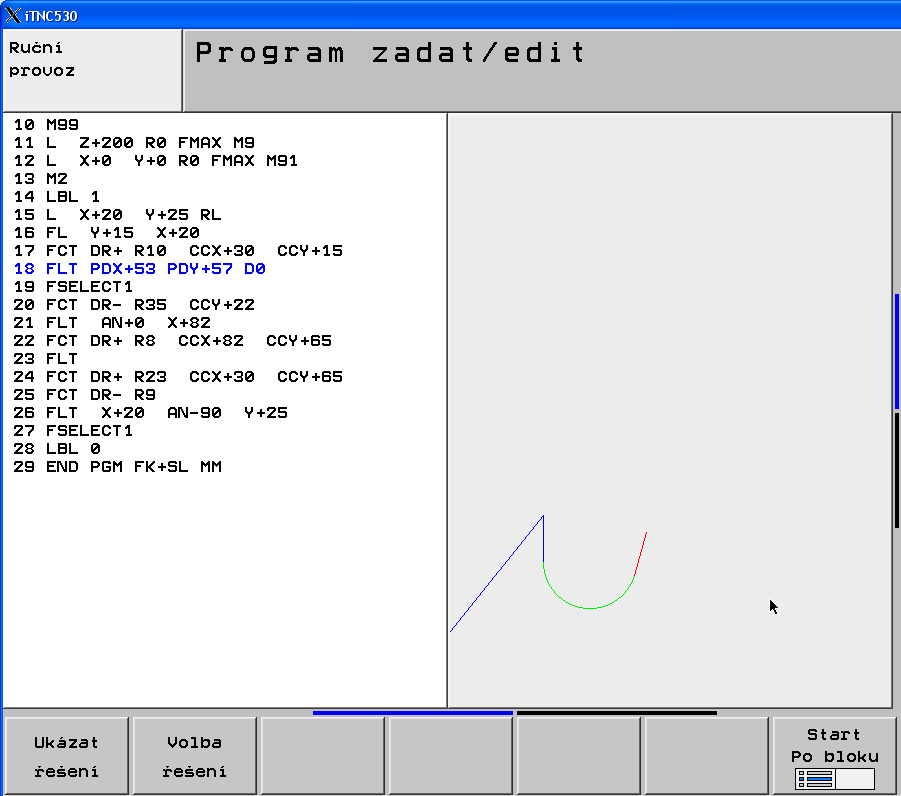 7 Teraz nám bude grafika vykreslovať jednotlivé kroky programu. Pri tvorbe programu sa vykresľujú 3 farby modrá, zelená, červená.