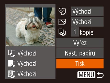 Bezdrátový tisk snímků na připojené tiskárně Fotoaparát připojte k tiskárně pomocí připojení Wi-Fi následujícím způsobem.