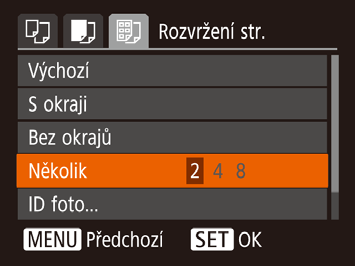 Zobrazí se rámeček oříznutí označující oblast obrazového pole snímku, která bude vytištěna. 2 Upravte rámeček oříznutí podle potřeby. Velikost rámečku lze změnit pomocí páčky zoomu.