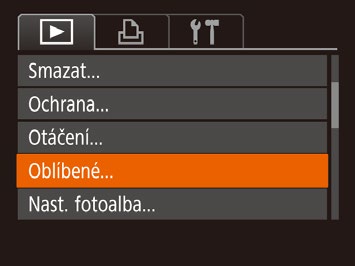 Označení snímků jako oblíbených Statické snímky Filmy Snímky lze uspořádat za pomoci jejich označení jako oblíbených.