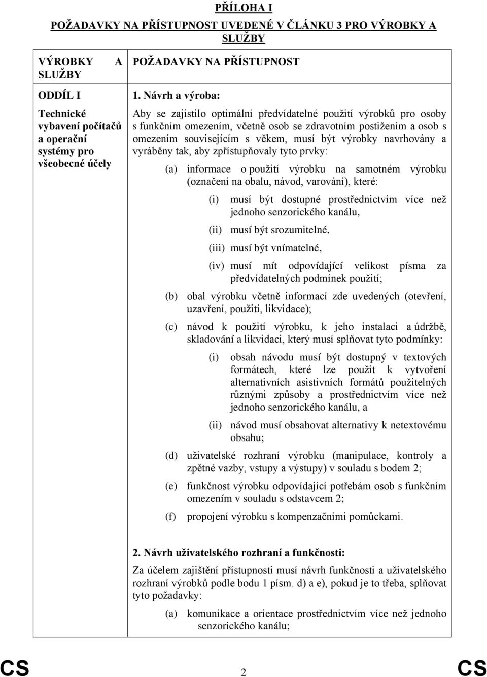 navrhovány a vyráběny tak, aby zpřístupňovaly tyto prvky: (a) informace o použití výrobku na samotném výrobku (označení na obalu, návod, varování), které: (i) musí být dostupné prostřednictvím více