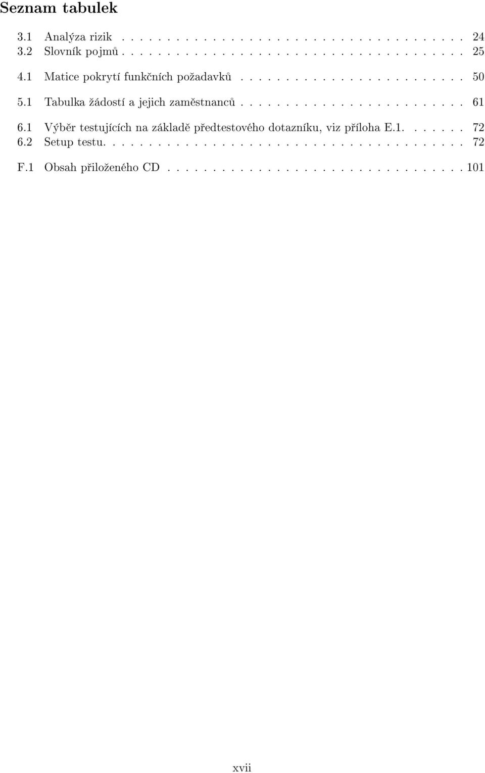 1 Výb r testujících na základ p edtestového dotazníku, viz p íloha E.1....... 72 6.2 Setup testu........................................ 72 F.