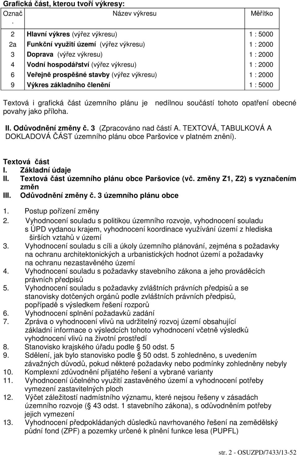 stavby (výřez výkresu) 1 : 2000 9 Výkres základního členění 1 : 5000 Textová i grafická část územního plánu je nedílnou součástí tohoto opatření obecné povahy jako příloha. II. Odůvodnění změny č.