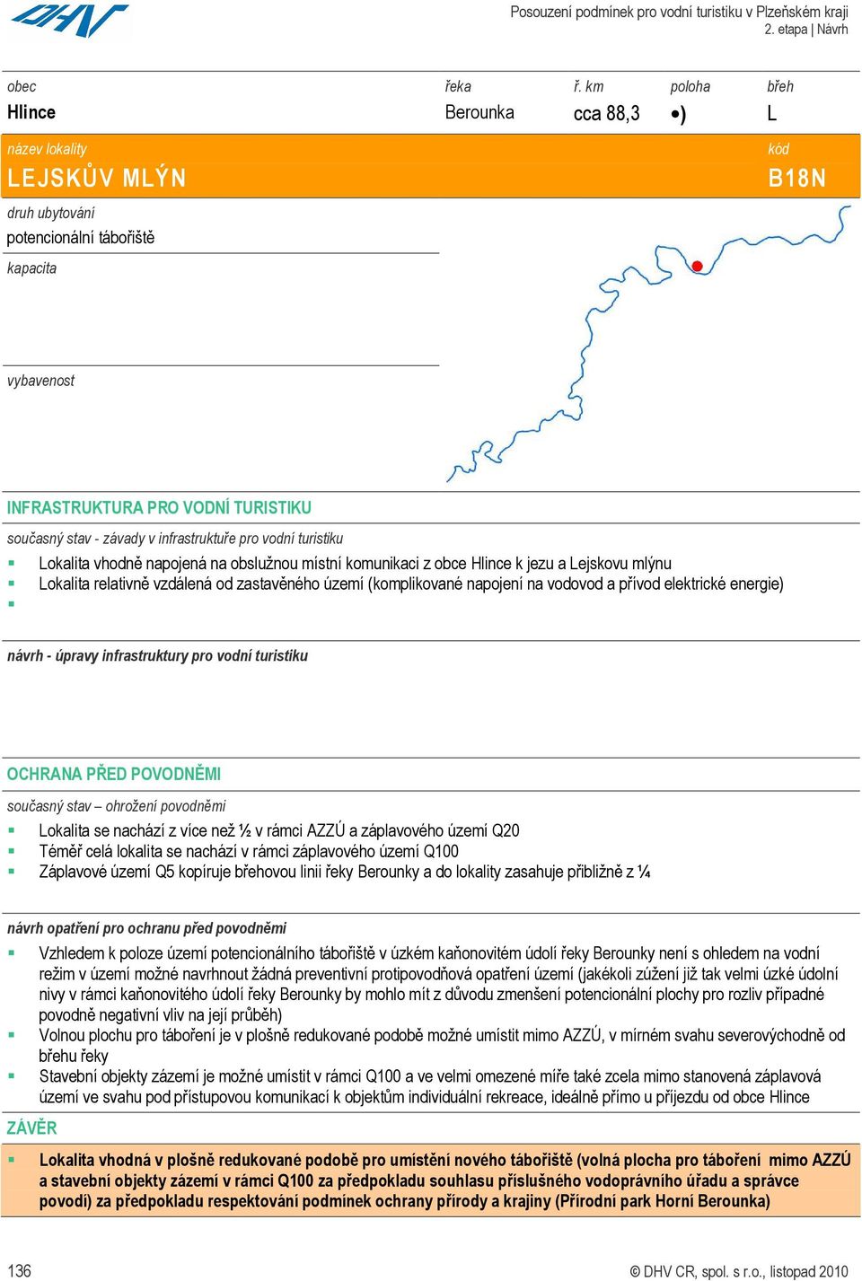 elektrické energie) návrh - úpravy infrastruktury pro vodní turistiku OCHRANA PŘED POVODNĚMI současný stav ohrožení povodněmi Lokalita se nachází z více než ½ v rámci AZZÚ a záplavového území Q20