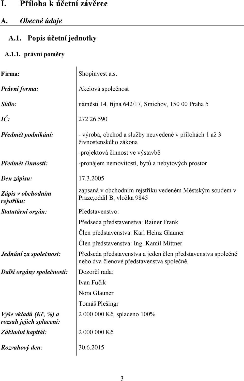 živnostenského zákona Předmět činnosti: Den zápisu: 17.3.