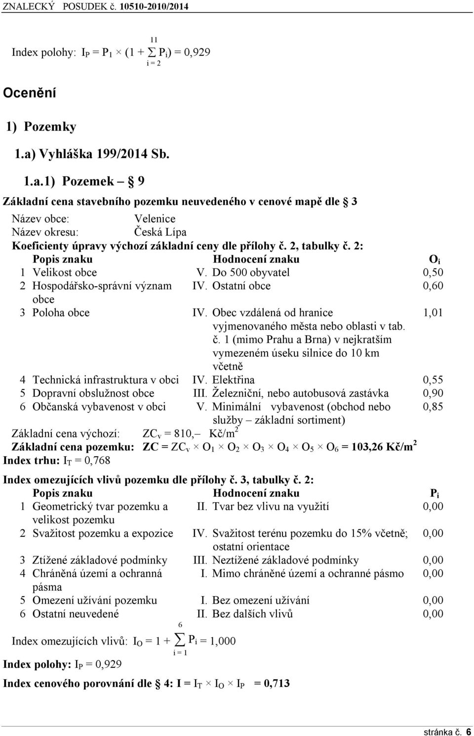 2, tabulky č. 2: Popis znaku Hodnocení znaku O i 1 Velikost obce V. Do 500 obyvatel 0,50 2 Hospodářsko-správní význam IV. Ostatní obce 0,60 obce 3 Poloha obce IV.