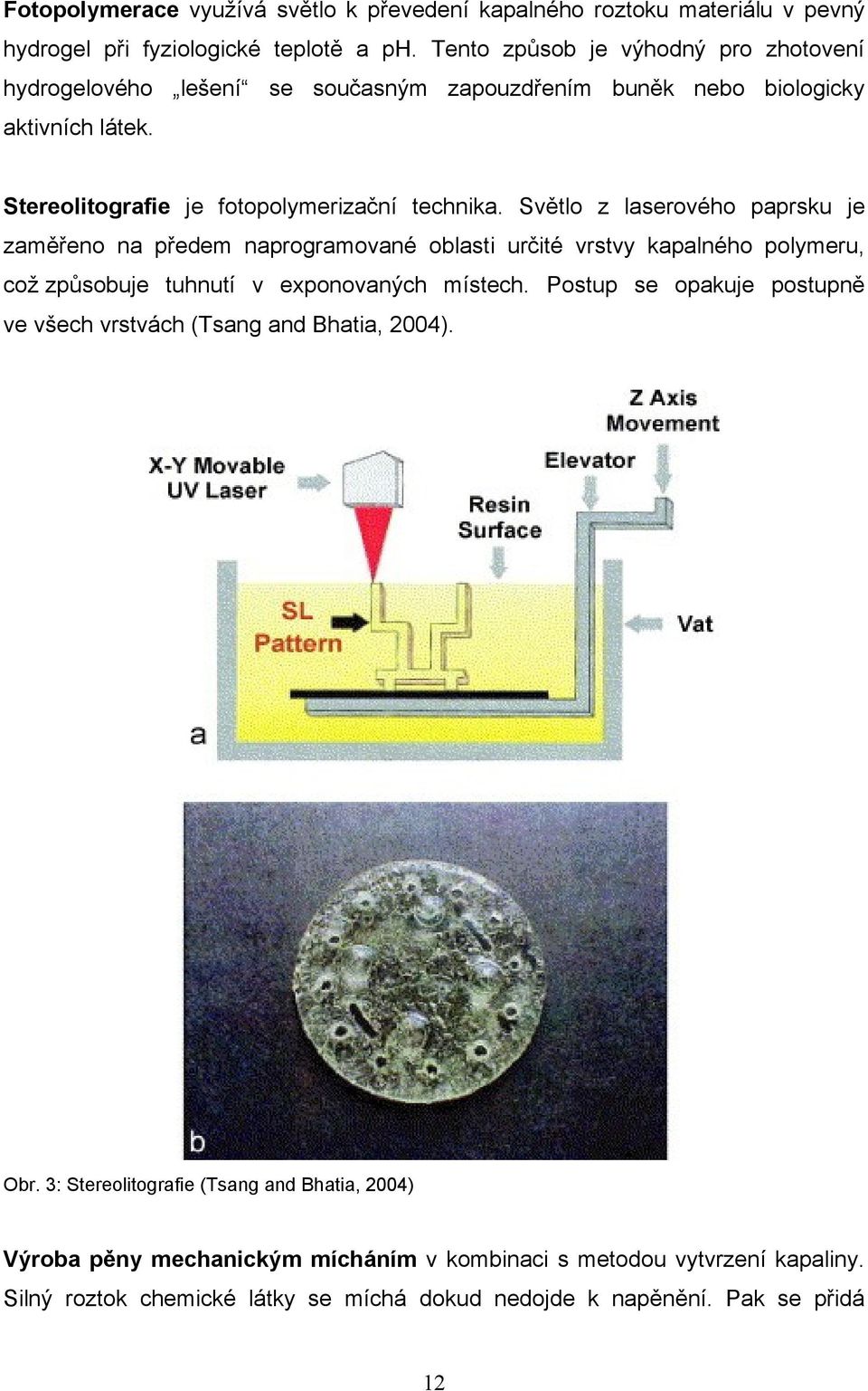 Světlo z laserového paprsku je zaměřeno na předem naprogramované oblasti určité vrstvy kapalného polymeru, což způsobuje tuhnutí v exponovaných místech.