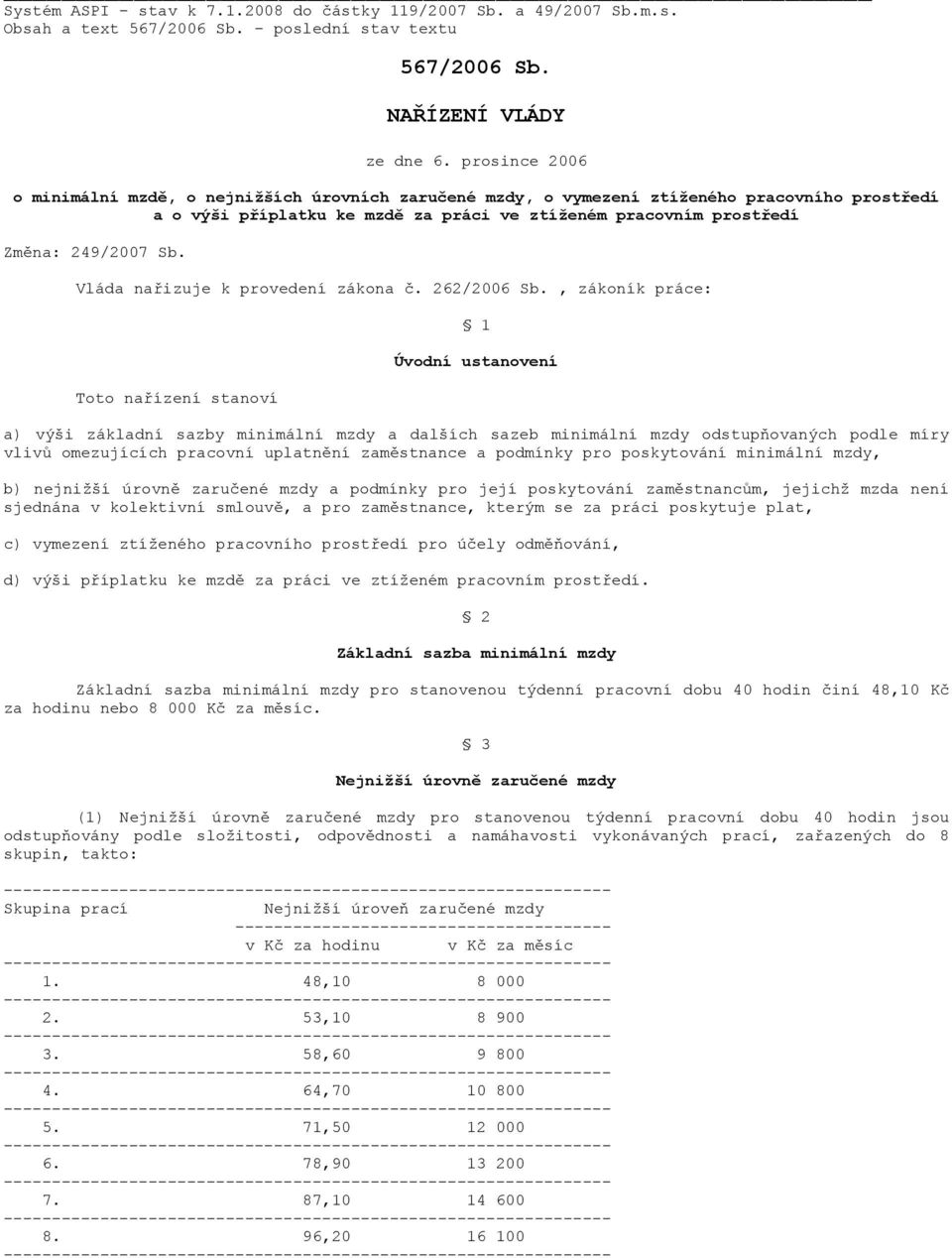 Vláda nařizuje k provedení zákona č. 262/2006 Sb.
