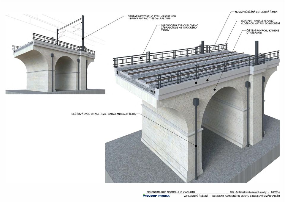 DO BEDNENI DEŠŤOVÝ SVOD DN 150 - TiZn - BARVA ANTRACIT ŠEDÁ REKONSTRUKCE NEGRELLIHO VIADUKTU C.