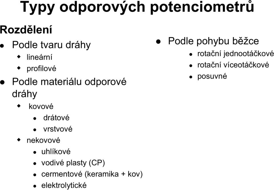 nekovové uhlíkové vodivé plasty (CP) cermentové (keramika + kov)