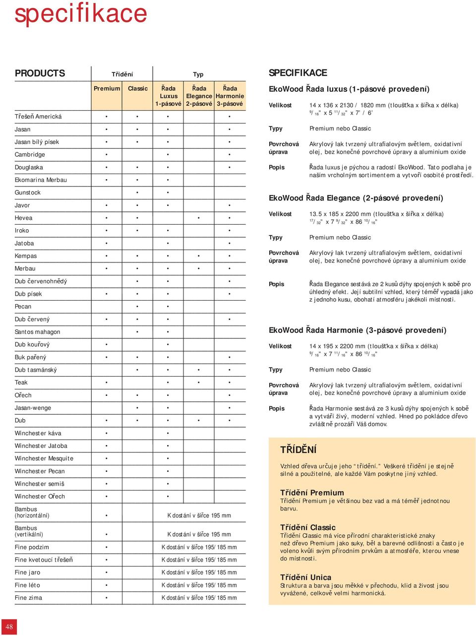 Winchester Mesquite Winchester Pecan Winchester semiš Winchester Ořech Bambus (horizontální) K dostání v šířce 195 mm Bambus (vertikální) K dostání v šířce 195 mm Fine podzim K dostání v šířce