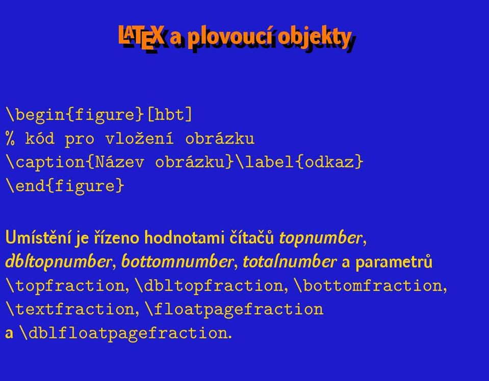 čítačů topnumber, dbltopnumber, bottomnumber, totalnumber a parametrů