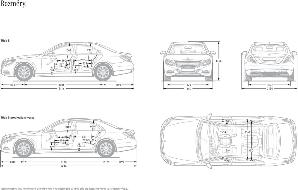 2130 Třída S prodloužená verze 1069 995 490 575 867 523 1554 1561 309 351 1516