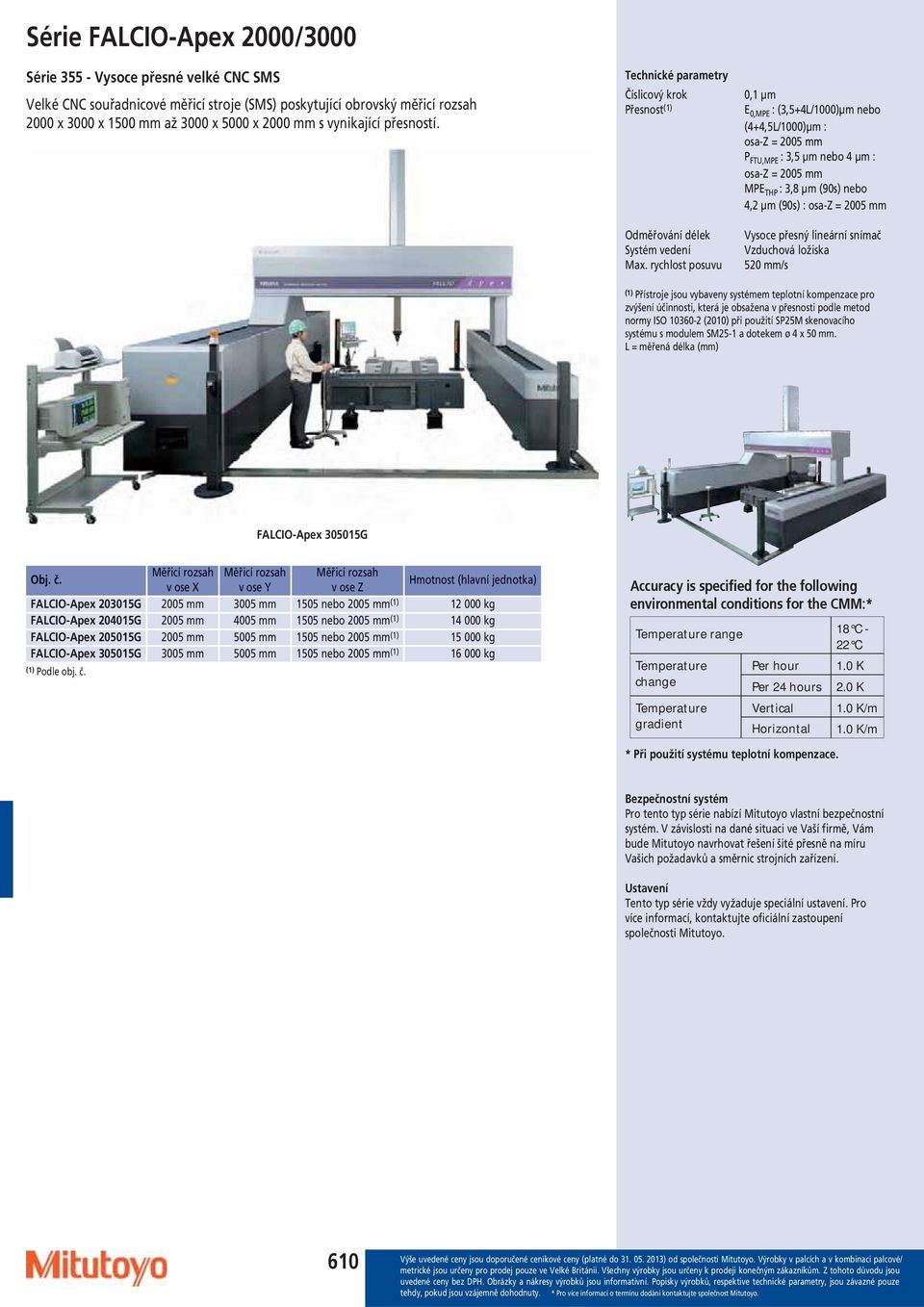 rychlost posuvu 0,1 μm E 0,MPE : (3,5+4L/1000)μm nebo (4+4,5L/1000)μm : osa-z = 2005 mm P FTU,MPE : 3,5 μm nebo 4 μm : osa-z = 2005 mm MPE THP : 3,8 μm (90s) nebo 4,2 μm (90s) : osa-z = 2005 mm