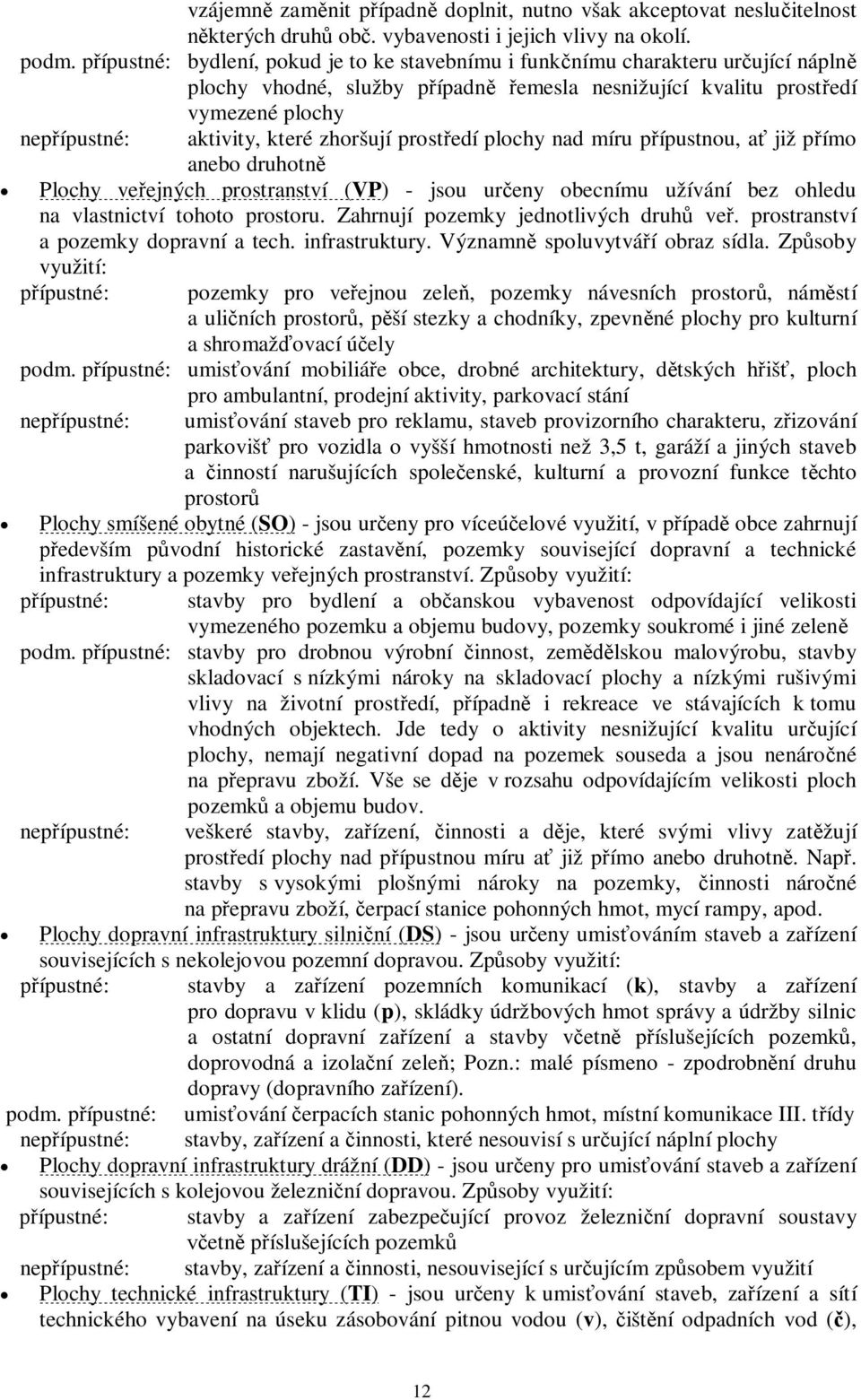 prostedí plochy nad míru pípustnou, a již pímo anebo druhotn Plochy veejných prostranství (VP) - jsou ureny obecnímu užívání bez ohledu na vlastnictví tohoto prostoru.