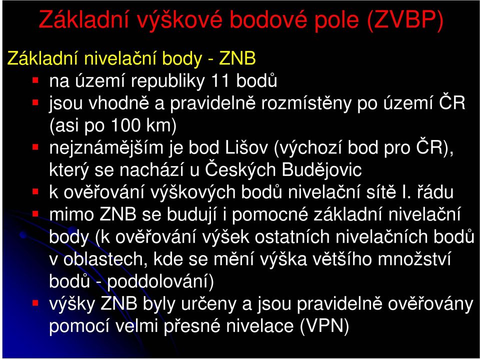 bodů nivelační sítě I.