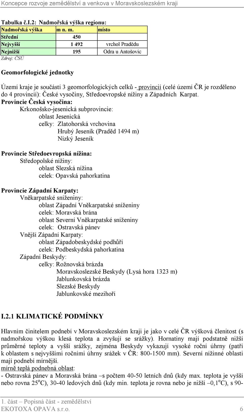1. část Popisná část - zemědělství EKOTOXA OPAVA s.r.o. 1 - PDF Stažení  zdarma
