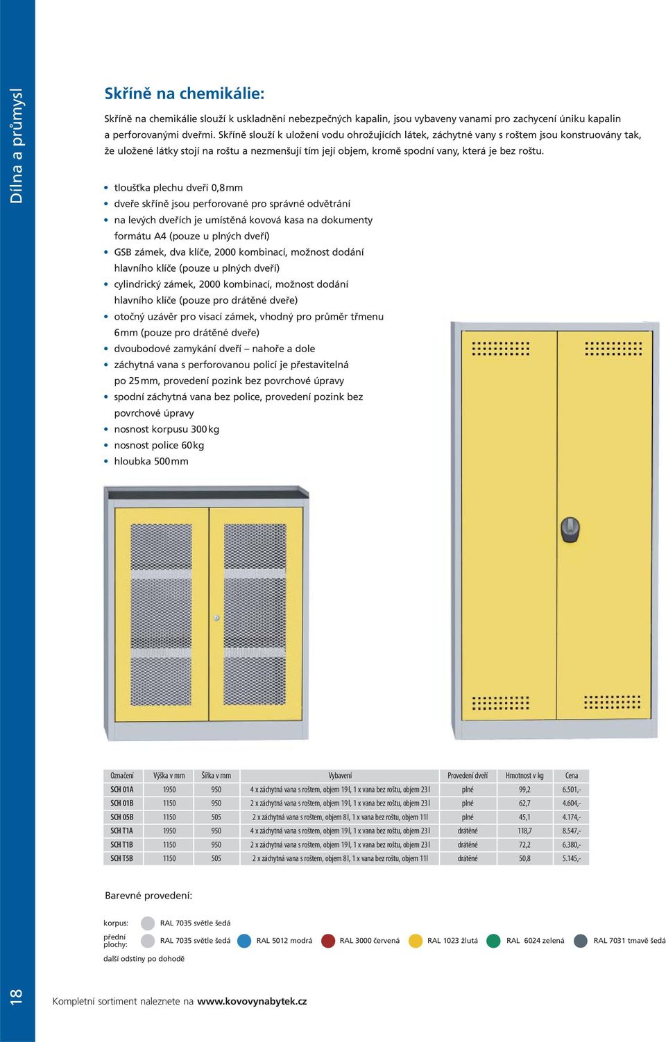 tloušťka plechu dveří 0,8 mm dveře skříně jsou perforované pro správné odvětrání na levých dveřích je umístěná kovová kasa na dokumenty formátu A4 (pouze u plných dveří) GSB zámek, dva klíče, 2000