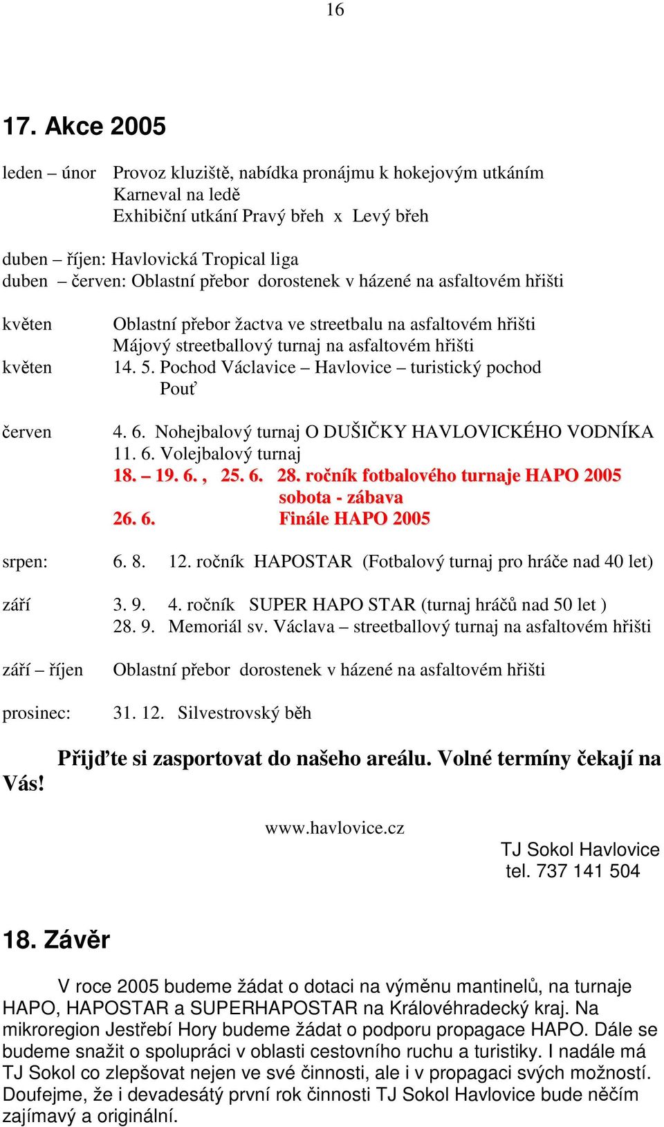 dorostenek v házené na asfaltovém hišti kvten kvten erven Oblastní pebor žactva ve streetbalu na asfaltovém hišti Májový streetballový turnaj na asfaltovém hišti 14. 5.