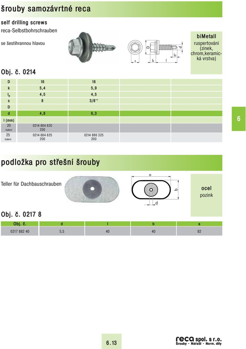 0214 D s D 1 5,4 8 20 0214 884 820 0214 884 8 0214 88 3 1 5,9 3/8,3 položa pro střešní