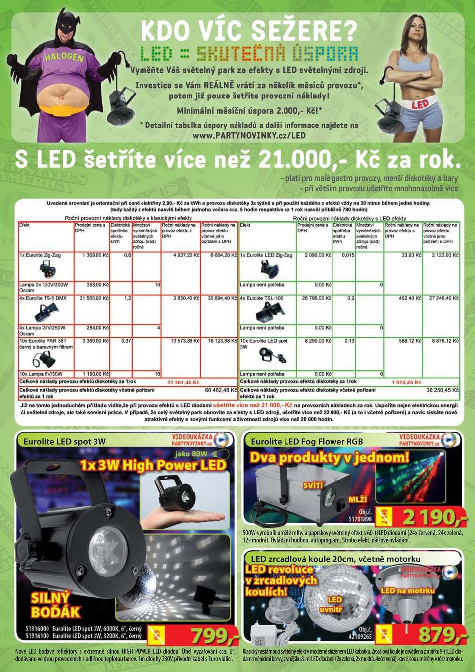 cz/led - platí pro malé gastro provozy, menší diskotéky a bary - při větším provozu ušetříte mnohonásobně více Eurolite LED spot 3W Eurolite LED Fog Flower RGB 500W výrobník umělé mlhy a paprskový