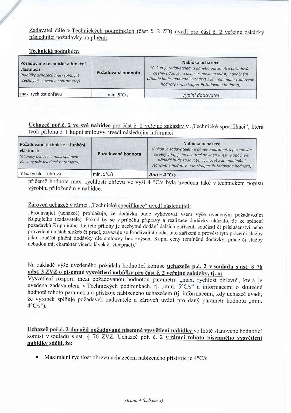 hodnota Nabidka uchazeie (Pokud je zodavatelem u daneho porametra pozodovan iiselny tidaj, je ho uchazei povinen uvest, v opatnem piipodd bude zodovotel vychdzet z jim minimolni stonovene hodnoty -