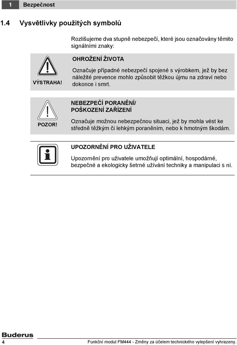 NEBEZPEČÍ PORANĚNÍ/ POŠKOZENÍ ZAŘÍZENÍ POZOR! Označuje možnou nebezpečnou situaci, jež by mohla vést ke středně těžkým či lehkým poraněním, nebo k hmotným škodám.